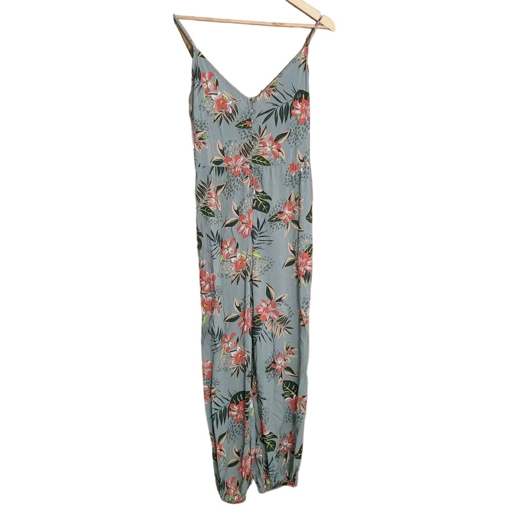 Sadie‎ & Sage Green Floral 100% Rayon Jumpsuit Women's Size M